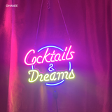 Neon Sign Wall Cocktails and Dreams LED