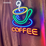 Custom LED Coffee Cup Neon Sign Light  Flex Neon HandMade Beer Bar Shop Logo Pub Store Club Nightclub