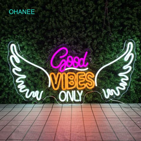 Neon Sign Light Of  “Good Vibes Only”  Room Decor